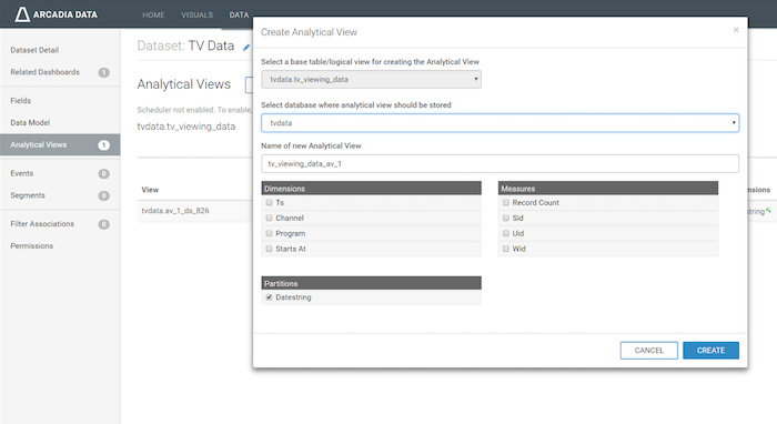 arcadia enterprise analytical views