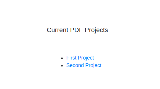 html view of a list of PDF fprojects