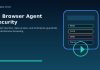 AI browser agent security graphic showing browser actions controlled by policy guardrails