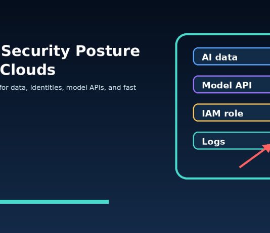 Cloud security posture dashboard for AI cloud environments showing data identity model API and logging controls