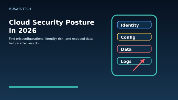 Cloud security posture dashboard showing identity configuration data and monitoring controls