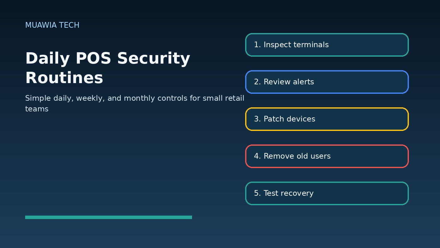 Daily weekly and monthly POS security routines for small businesses