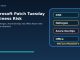 Microsoft Patch Tuesday business risk graphic showing DNS Netlogon Azure DevOps and Office patch priorities