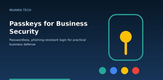 Passkeys for business security with a lock and identity controls