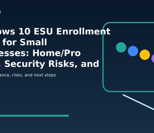 Windows 10 ESU Enrollment Guide for Small Businesses: Home/Pro Costs, Security Risks, and Migration Controls Windows 10 ESU Enrollment Guide for Small Businesses: Home/Pro Costs, Security Risks, and Migration Controls featured editorial image