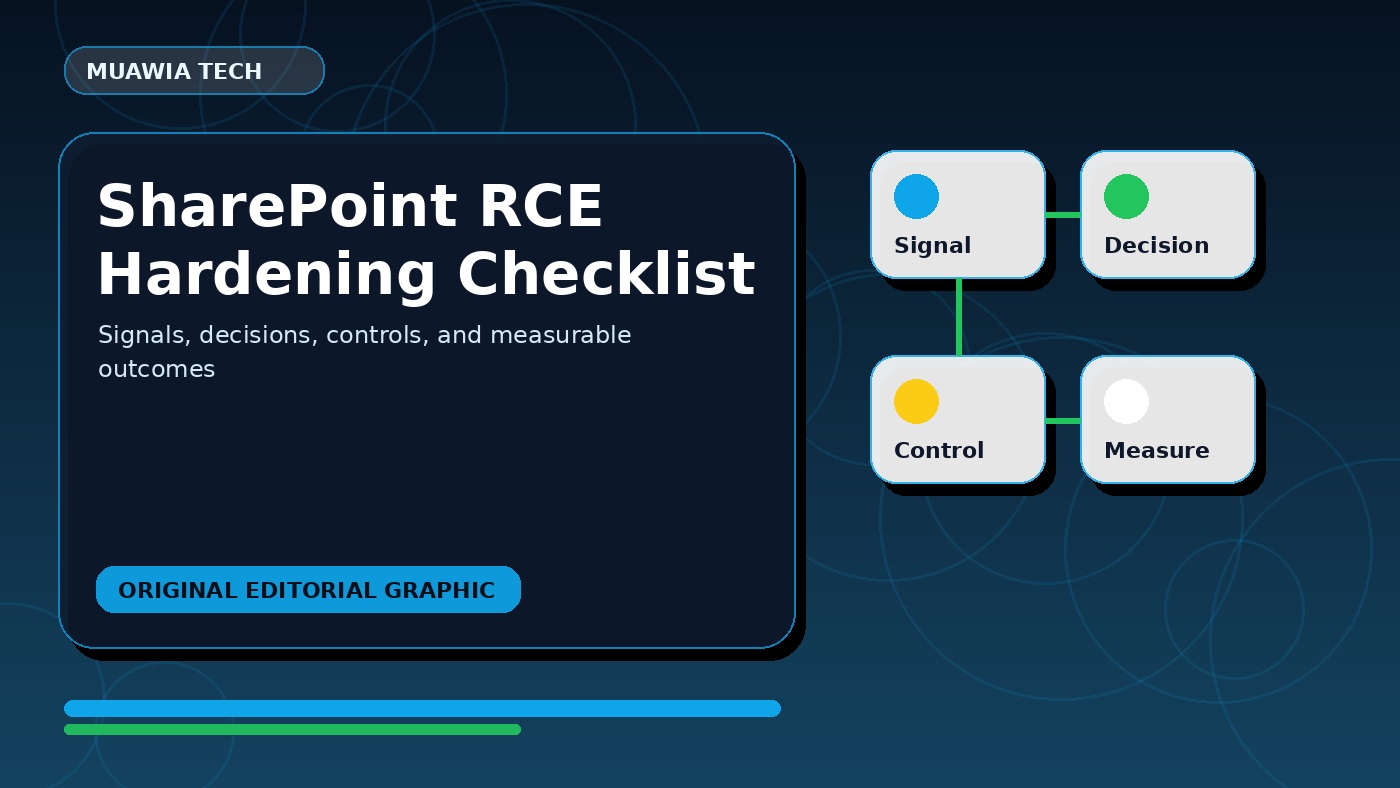 SharePoint RCE hardening checklist workflow diagram